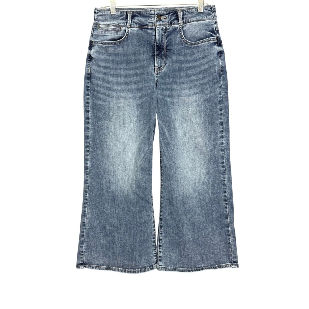 NYDJ Jeans Wide Leg Crop Women 8L Blue Denim Cool Embrace Lift Tuck 30x24